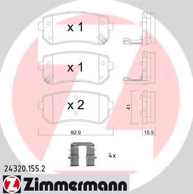 243201552 ZIMMERMANN Комплект тормозных колодок, дисковый тормоз