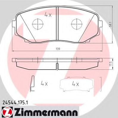 245441751 ZIMMERMANN Колодки тормозные дисковые задние