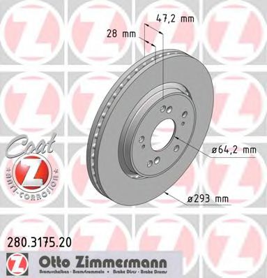 280317520 ZIMMERMANN Диск тормозной передний