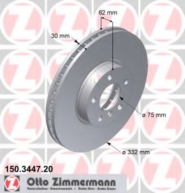 150344720 ZIMMERMANN Диск тормозной передний bmw e70 3.0 07-
