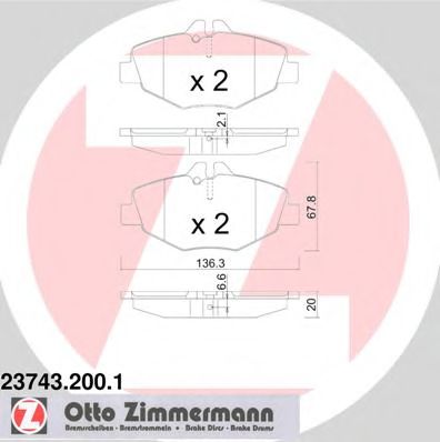 237432001 ZIMMERMANN Колодки дисковые перед