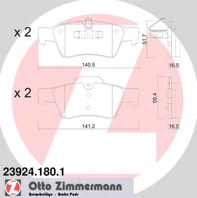 239241801 ZIMMERMANN КОЛОДКИ ТОРМ MER X164W164W251 R 0507
