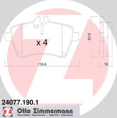 240771901 ZIMMERMANN КОЛОДКИ ТОРМ ПЕР. MER A-CLASS W169 (04-) A150A160CDI