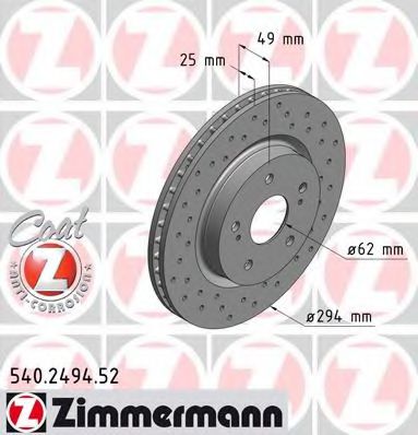 540249452 ZIMMERMANN Диск тормозной SUZUKI Grand Vitara II SPORT Coat Z