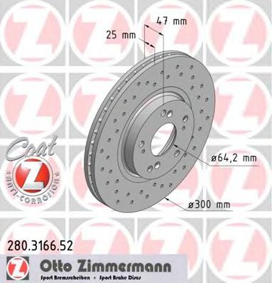 280316652 ZIMMERMANN тормозной диск передний