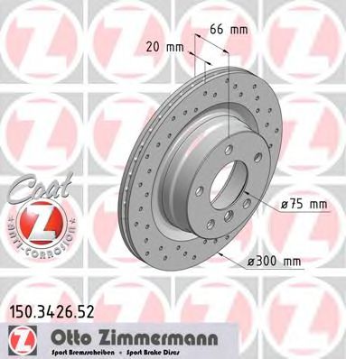 150342652 ZIMMERMANN ДИСК ТОРМ BMW 1 ER (E87) 120D 3ER (E90) 320D R ВЕНТ 0507>