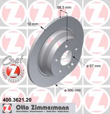 400362120 ZIMMERMANN Диск тормозной задний