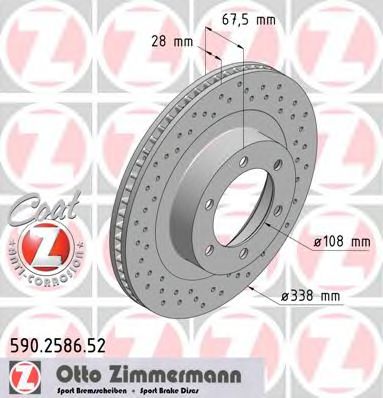 590258652 ZIMMERMANN Диск тормозной передний перфорированный