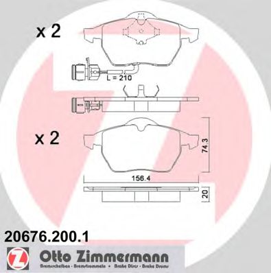 206762001 ZIMMERMANN колодки тормозные передние