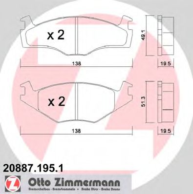 208871951 ZIMMERMANN колодки тормозные передние