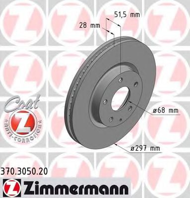 370305020 ZIMMERMANN Диск тормозной DA 6/CX-5 11- перед.вент.Coat Z