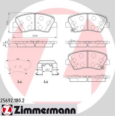 256921802 ZIMMERMANN Колодки тормозные дисковые Hyundai, Kia incl. accessories i30 (GD), VELOSTER (FS), SOUL (AM)