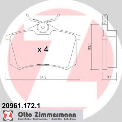 209611721 ZIMMERMANN Колодки тормозные AUDI A1/A3 07- задн.