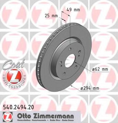540249420 ZIMMERMANN ДИСК ТОРМ. ПЕР. SUZUKI GRAND VITARA 05>