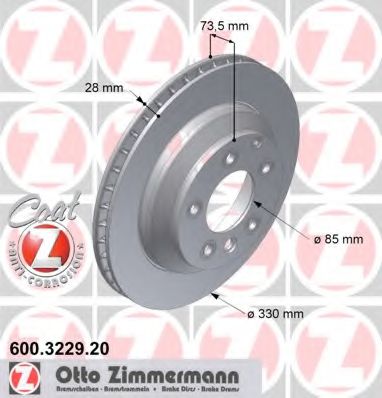 600322920 ZIMMERMANN Диск тормозной задний л=п 