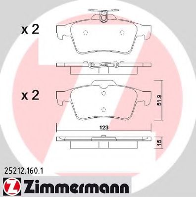 252121601 ZIMMERMANN Колодки тормозные дисковые FOCUS III 1.5 EcoBoost 09.2014 - FOCUS III 1.5 TDCi 09.2014 - FOCUS II
