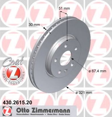 430261520 ZIMMERMANN Диск тормозной OPEL INSIGNIA 08- перед.вент.Coat Z