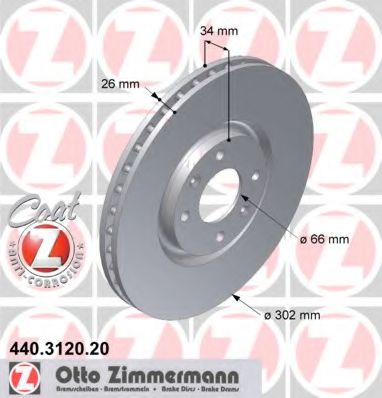 440312020 ZIMMERMANN Диск тормозной PEUGEOT Coat Z