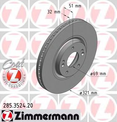 285352420 ZIMMERMANN ДИСК ТОРМ. BS HYUNDAI IX-55 08-11 COAT Z