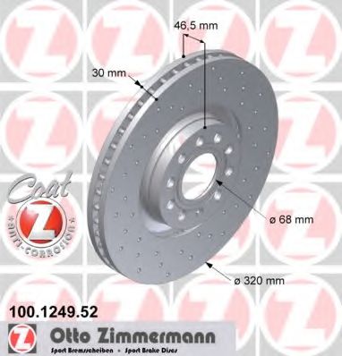 100124952 ZIMMERMANN Тормозной диск перфорированый