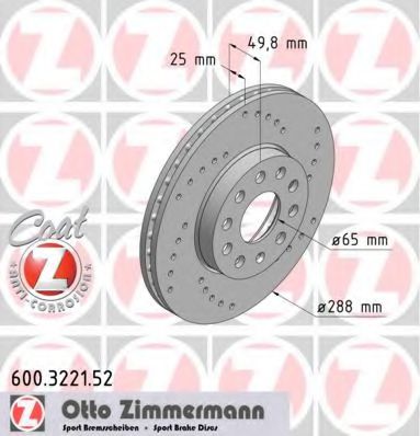600322152 ZIMMERMANN Диск тормозной VAG SPORT Coat Z