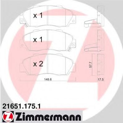 216511751 ZIMMERMANN колодки тормозные передние