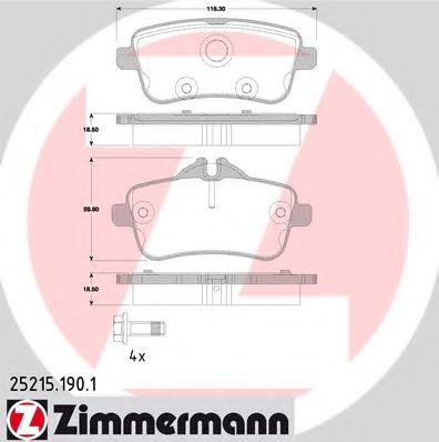252151901 ZIMMERMANN Колодки тормозные задние дисковые MB GL-KLASSE (X166), M-KLASSE (W166) Zimmermann