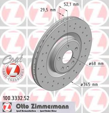 100333252 ZIMMERMANN томозной диск пер sport coat z ad a4 3.2 quattro
