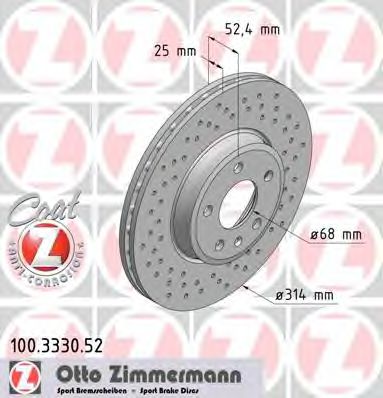100333052 ZIMMERMANN Томозной диск пер sport coat z ad a4 3.2 quattro