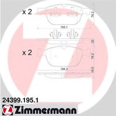 243991951 ZIMMERMANN колодки торм. volvo xc60 09- передние_ citroen c8_peugeot 807 2. 0d-2. 2d 06-