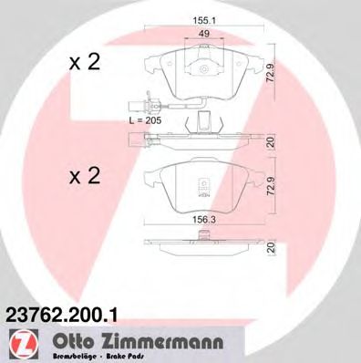 237622001 ZIMMERMANN Комплект тормозных колодок, дисковый тормоз
