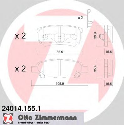240141551 ZIMMERMANN Колодки тормозные MITSUBISHI LANCER/OUTLANDER 03- задн.