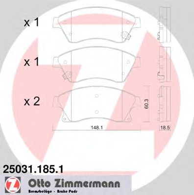 250311851 ZIMMERMANN КОЛОДКИ ТОРМОЗНЫЕ ДИСКОВЫЕ, КОМПЛЕКТ