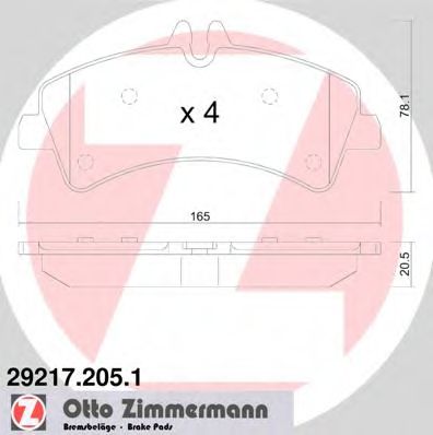 292172051 ZIMMERMANN колодки торм.задние sbb mb-benz, vw