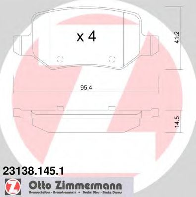 231381451 ZIMMERMANN КОЛОДКИ ТОРМ MER A-CLASS W169 B-CLASS W245 ЗАД 0408>