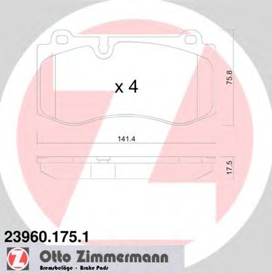 239601751 ZIMMERMANN Колодки тормозные, комплект