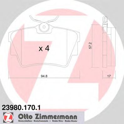 239801701 ZIMMERMANN КОЛОДКИ ТОРМ OPL VIVARO 1.9-2.5 ЗАД