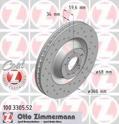 100330552 ZIMMERMANN ТОРМОЗНОЙ ДИСК SPORT COAT Z AUDI A6, A8 04,