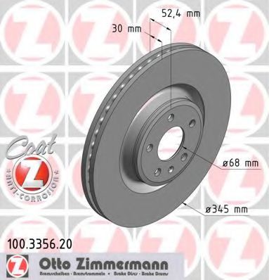 100335620 ZIMMERMANN Диск тормозной передний AUDI A4/A5/A6/A7/Q5 07- Zimmermann