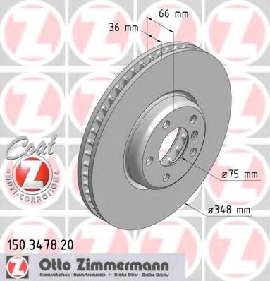 150347820 ZIMMERMANN Диск тормозной левый