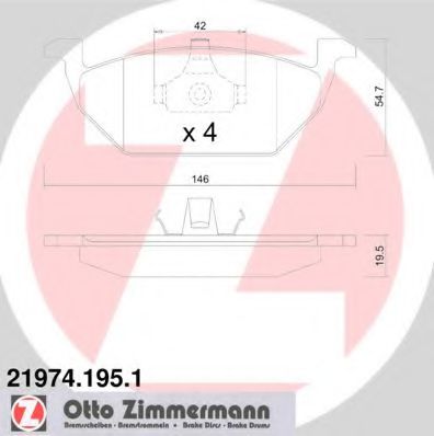 219741951 ZIMMERMANN КОЛОДКИ ТОРМ AUDI A3 SEAT LEONTOLED SKO OCT VW BORA 9606-<<