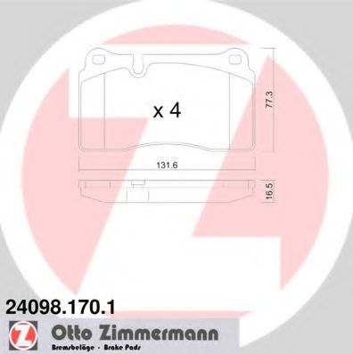 240981701 ZIMMERMANN Колодки дисковые передние touareg