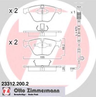 233122002 ZIMMERMANN Комплект тормозных колодок, дисковый тормоз