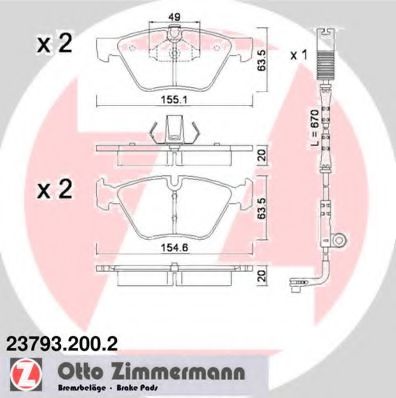 237932002 ZIMMERMANN КОЛОДКИ ТОРМ BMW 5 E60E61 F 0305>