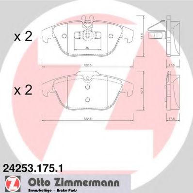 242531751 ZIMMERMANN Комплект тормозных колодок, дисковый тормоз