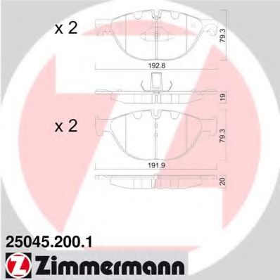 250452001 ZIMMERMANN КОЛОДКИ ТОРМ. К-Т ДИСК. BMW F10 10F11F12F13 11F01F02F03F04 08