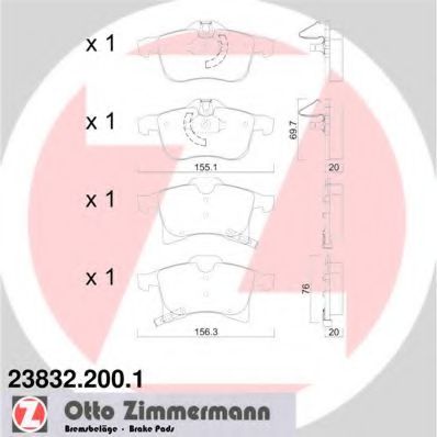 238322001 ZIMMERMANN КОЛОДКИ ТОРМ OPL ASTRA HZAFIRA ПЕР 0306