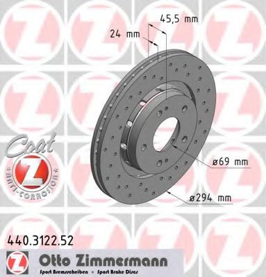 440312252 ZIMMERMANN ДИСК ТОРМОЗНОЙ ПЕРФОРИРОВАННЫЙ