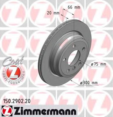 150290220 ZIMMERMANN Диск тормозной задний 300*20 мм BMW COAT Z 150290220 Zimmermann