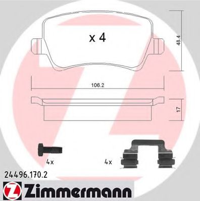 244961702 ZIMMERMANN Колодки тормозные дисковые задние Volvo S60 II, S80 II